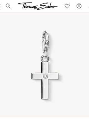 Thomas Sabo Silver Cross Charm with Clear Crystal Accent